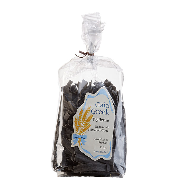 Nudeln Taglierini mit Tintenfisch-Tinte (330g) Gaia Greek
