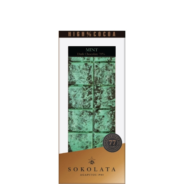 Dunkle Schokolade 70% mit Minze (100g) Agapitos