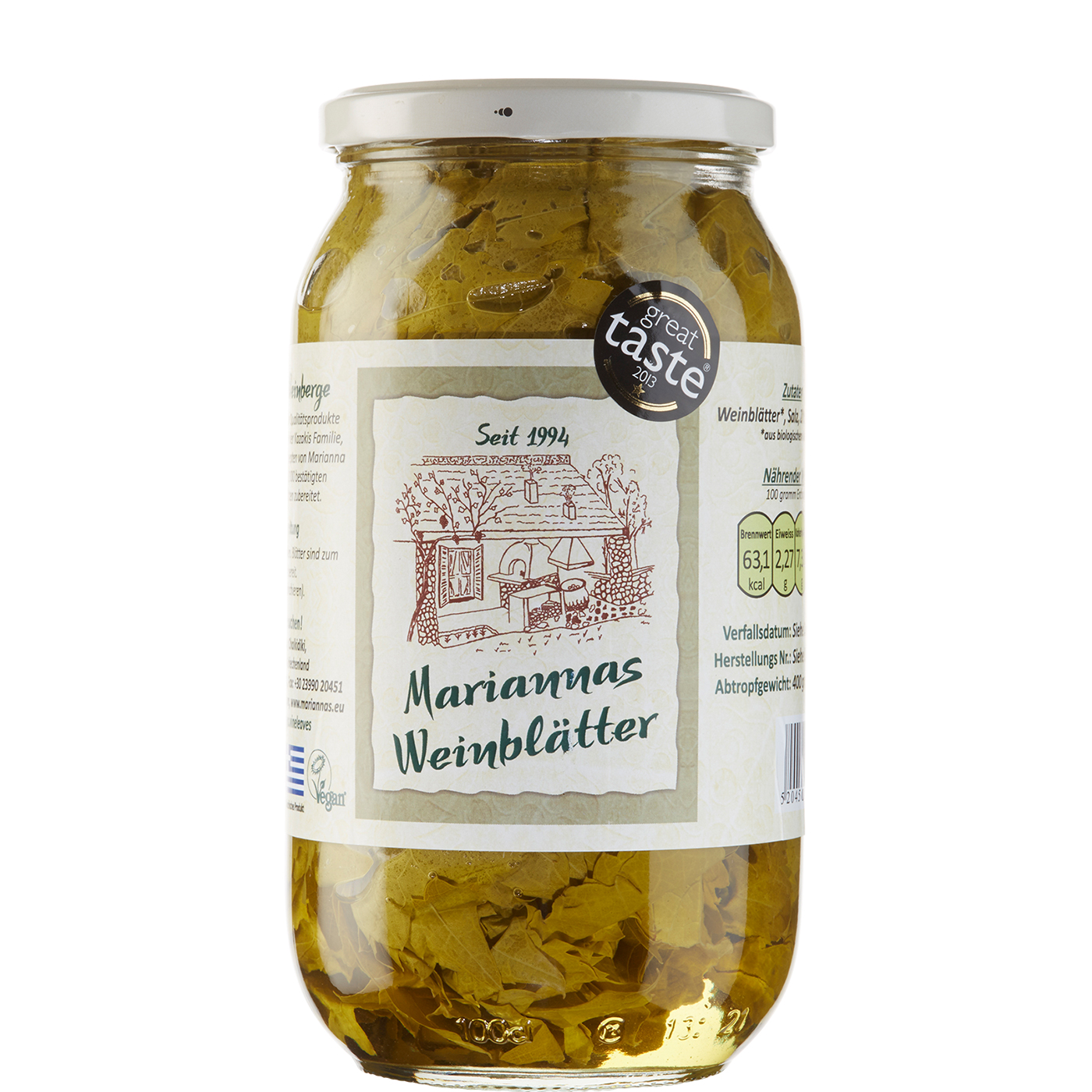 Weinblätter BIO in Salzwasser (400g) Mariannas